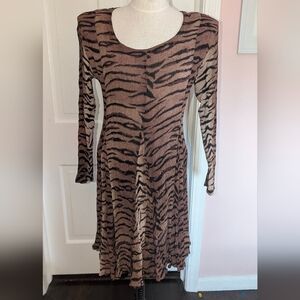American Age Animal Print Long Sleeve Dress